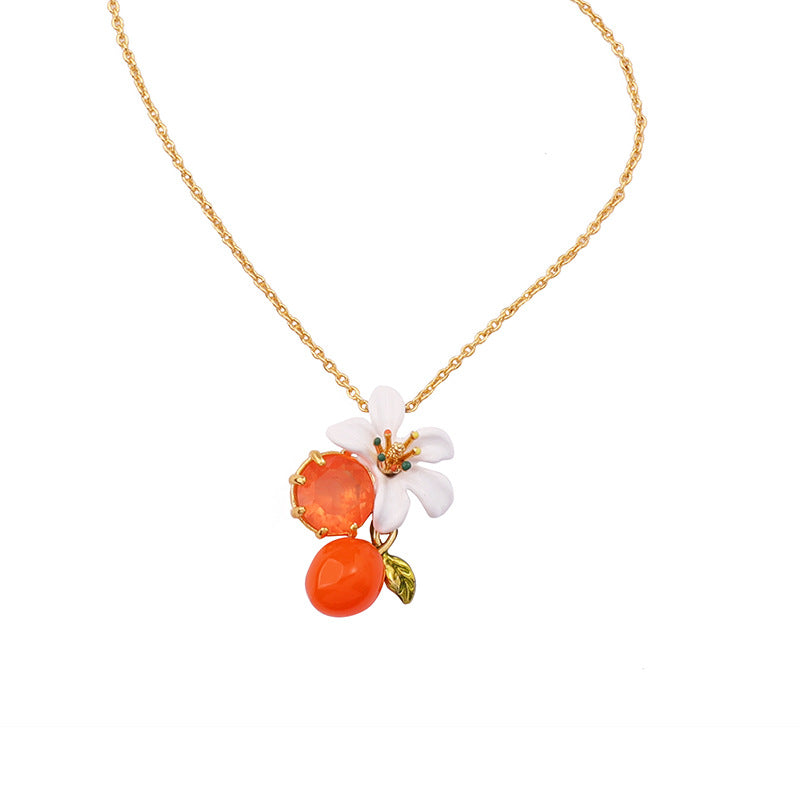 Orange Blossom Enamel Necklace