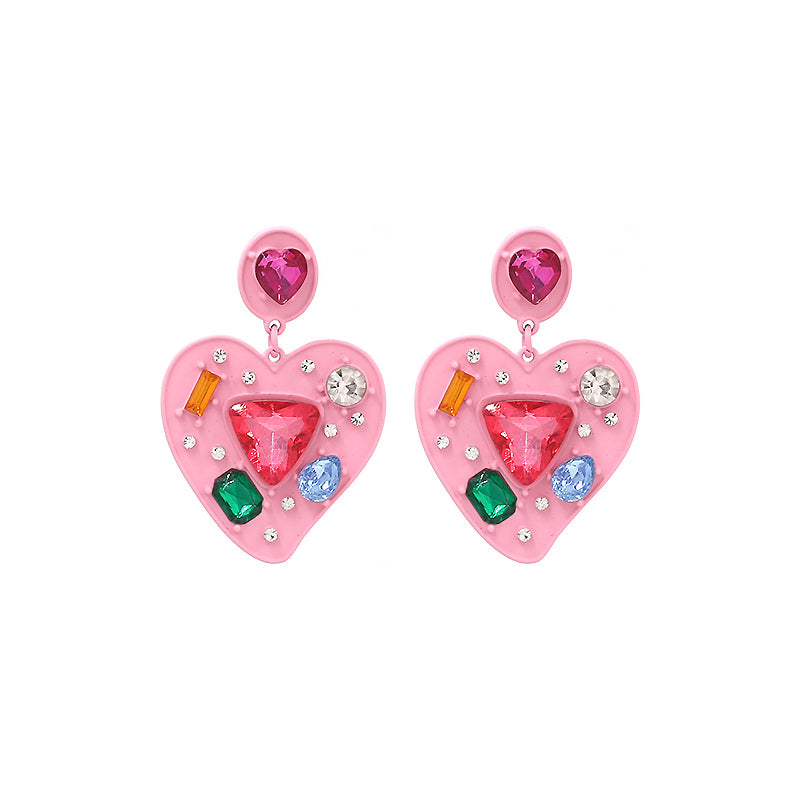 Rainbow Big Heart Earrings