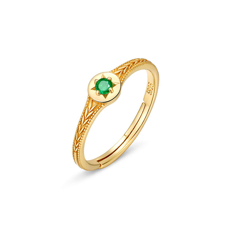 Small Astrolabe Emerald Ring