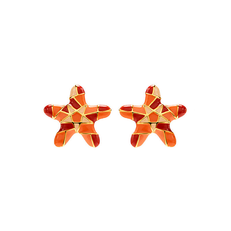 Color Clashing Starfish Enamel Earrings