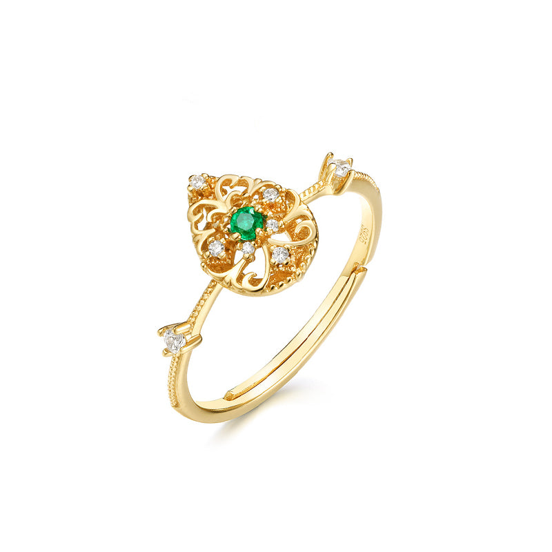 Water Drop Vine Emerald Ring