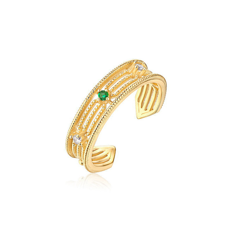 Openworked Simple Emerald Ring