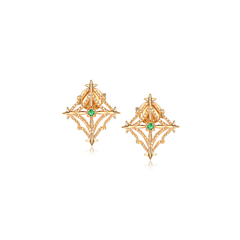 Baroque Rhombus Emerald Earrings