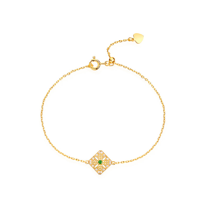 Carved Square Emerald Bracelet