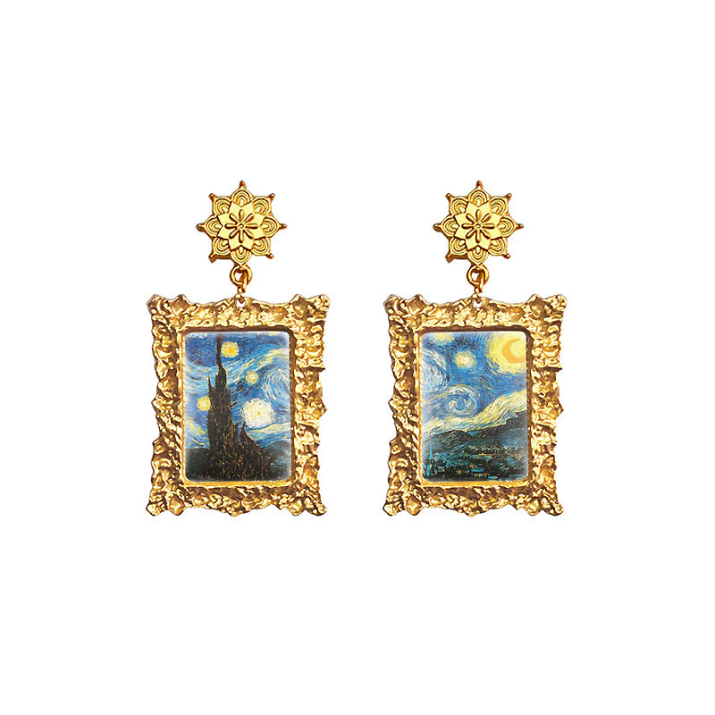 Van Gogh Gold Framed Earrings