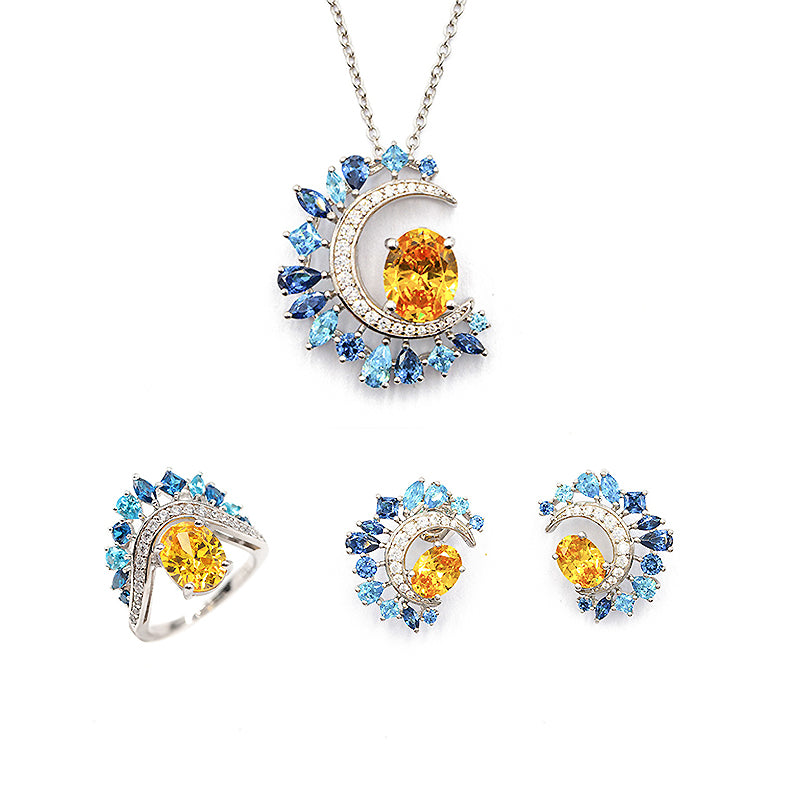 Van Gogh's "The Starry Night" Natural Citrine Necklace