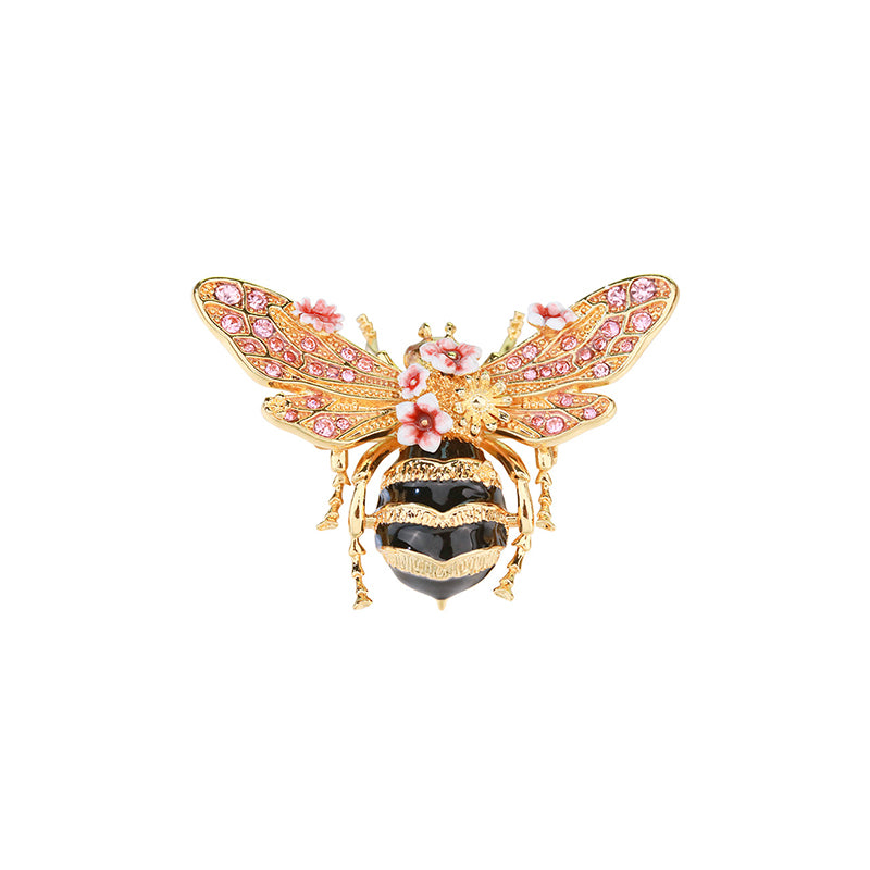 Bee Flowers Enamel Brooch