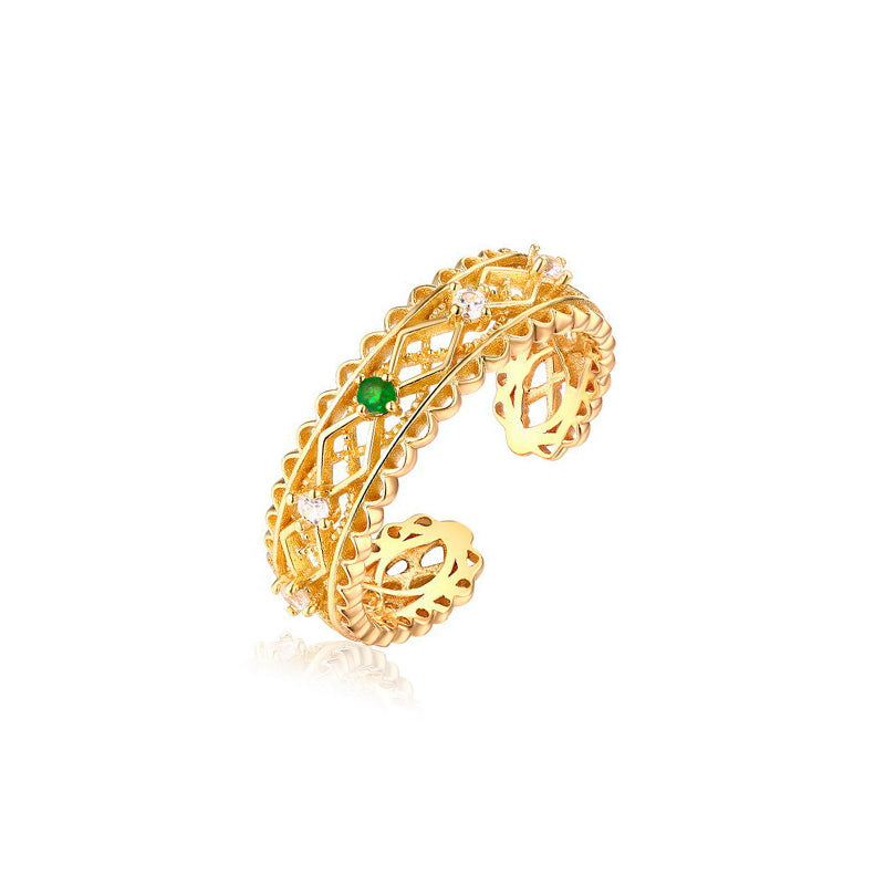Gold Lace Emerald Ring