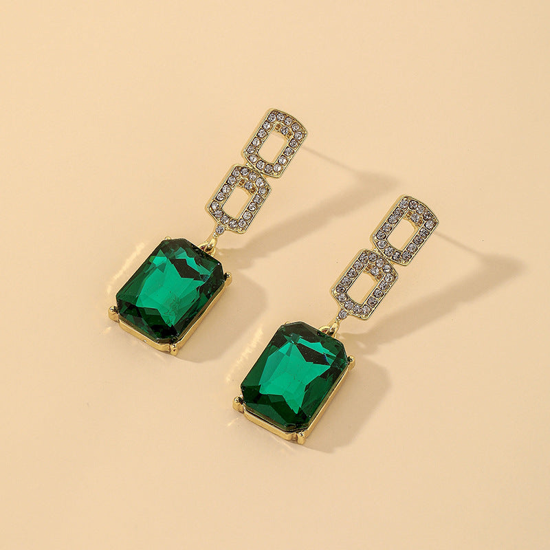 Vintage Emerald Rhinestone Earrings