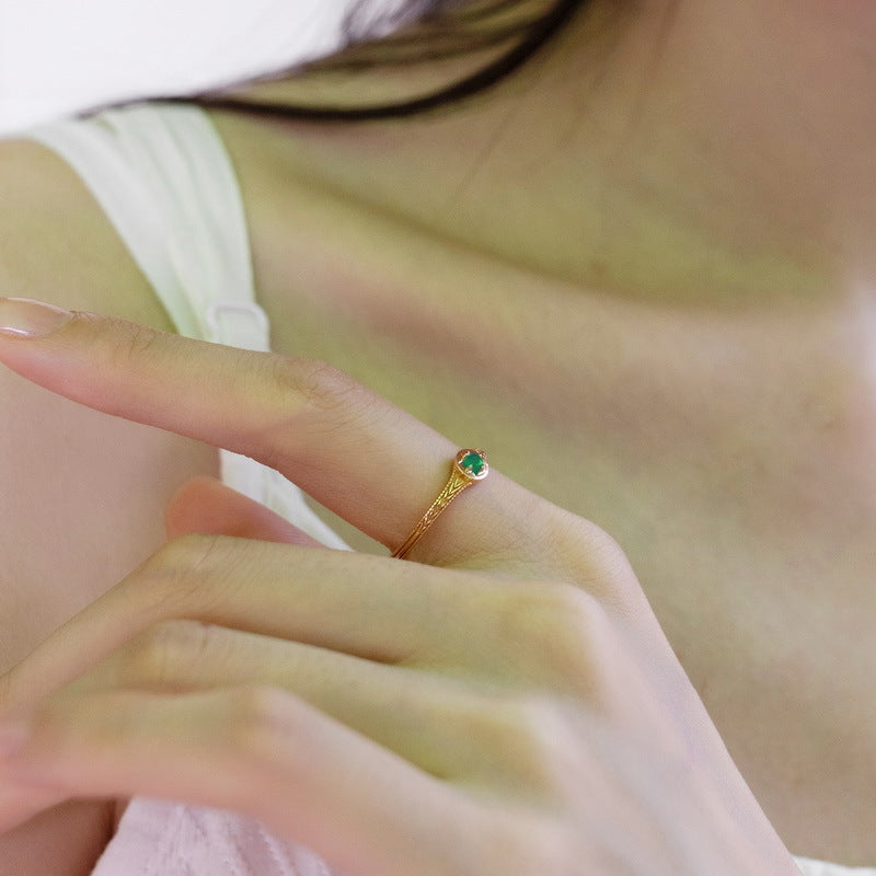 Small Astrolabe Emerald Ring