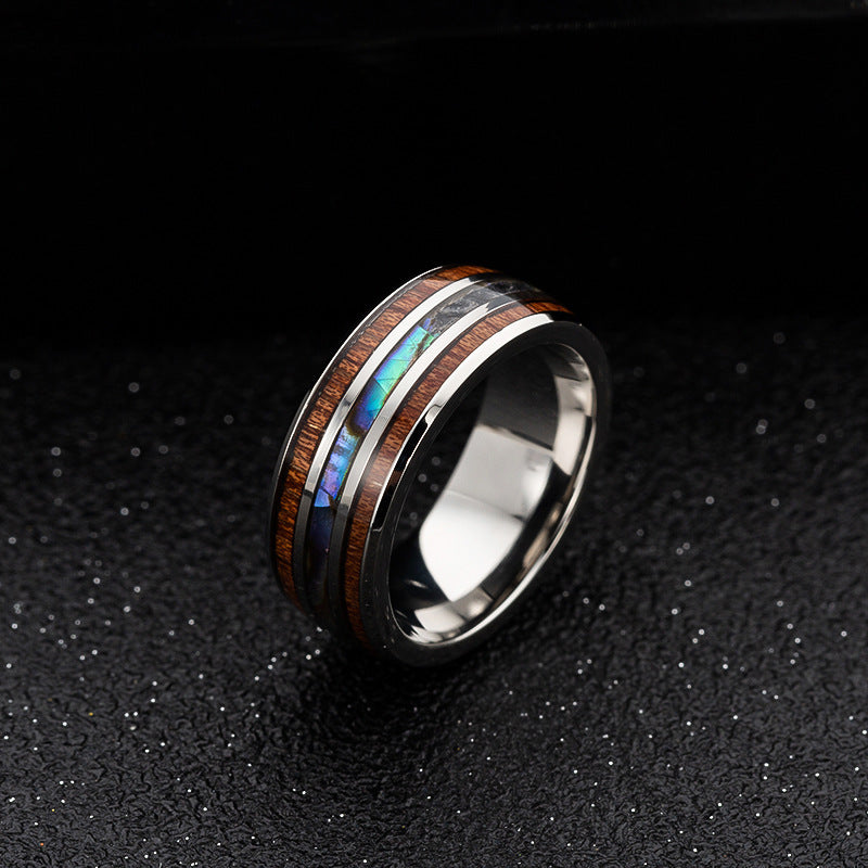 Hawaiian Acacia Wood Shell Men's Ring