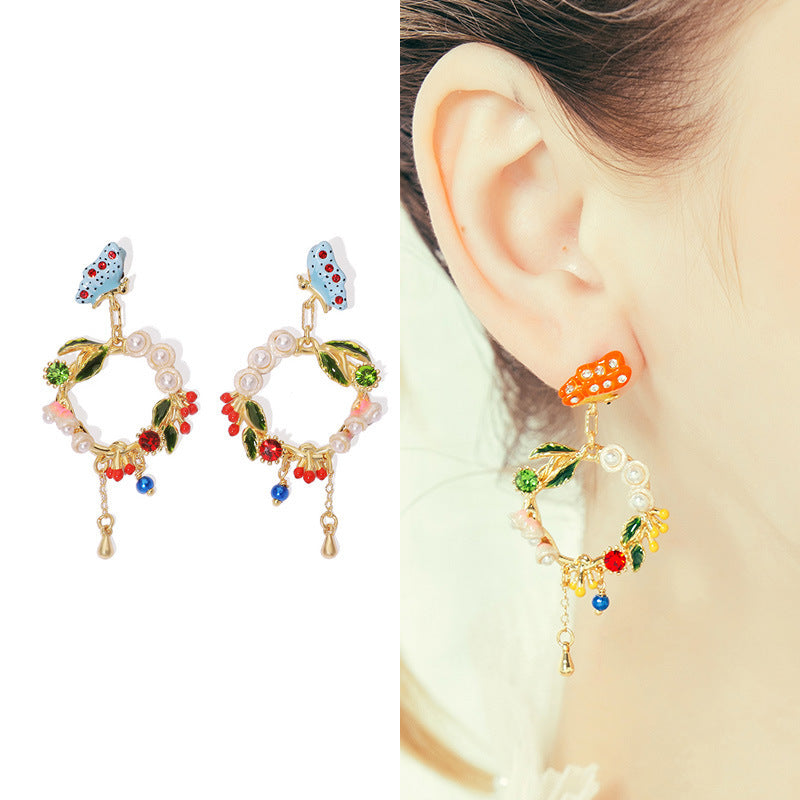 Butterfly Pearls Enamel Earrings