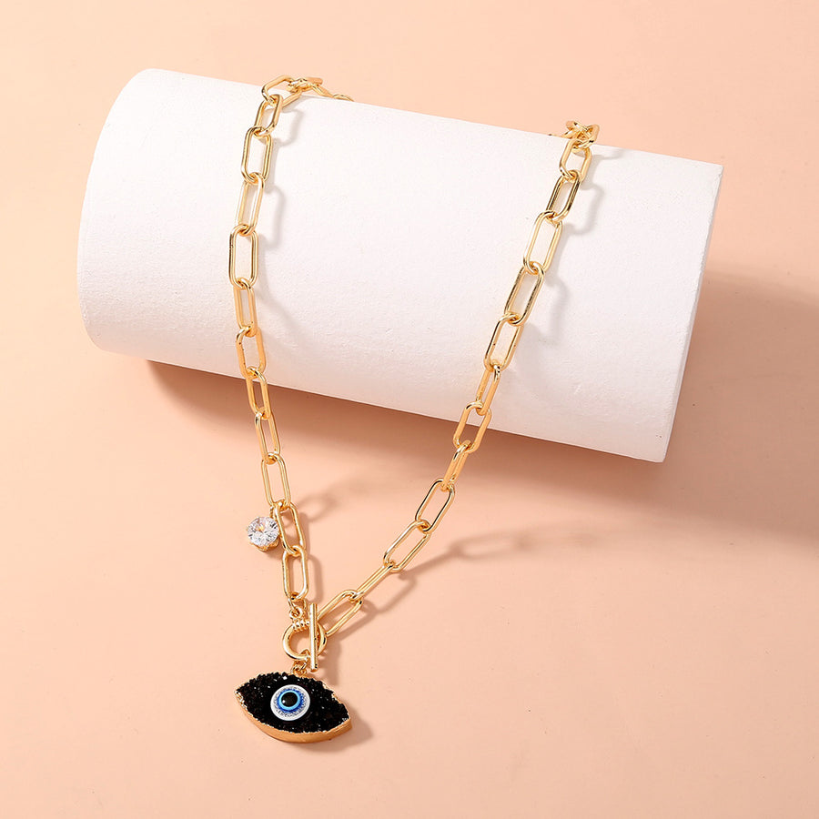 Evil Eye Personalized Thick Chain Necklace