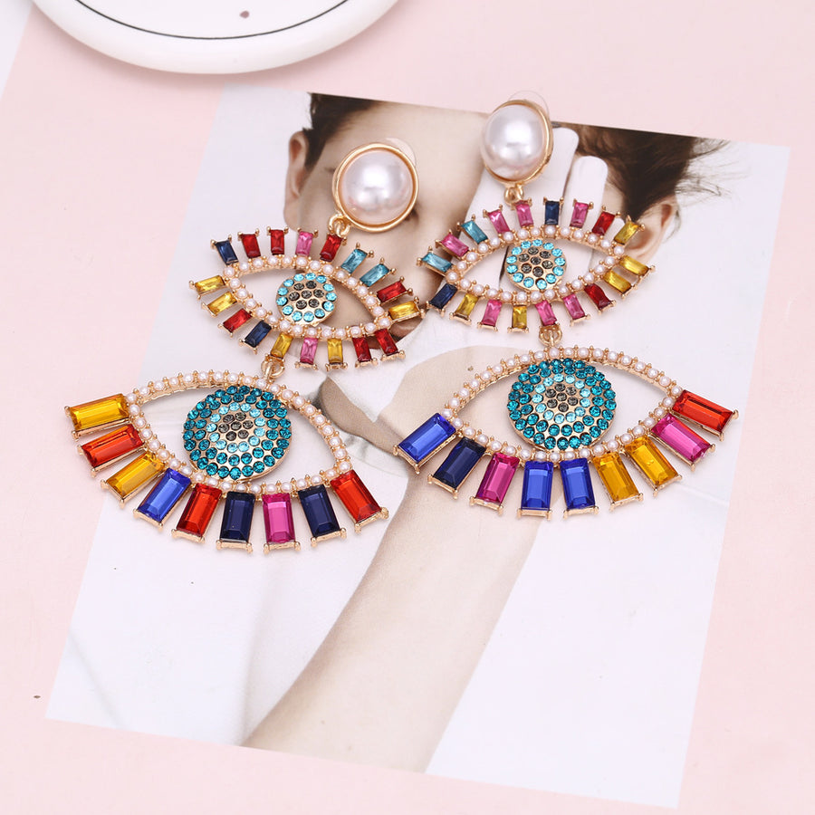 Double Layer Colored Evil Eye Earrings