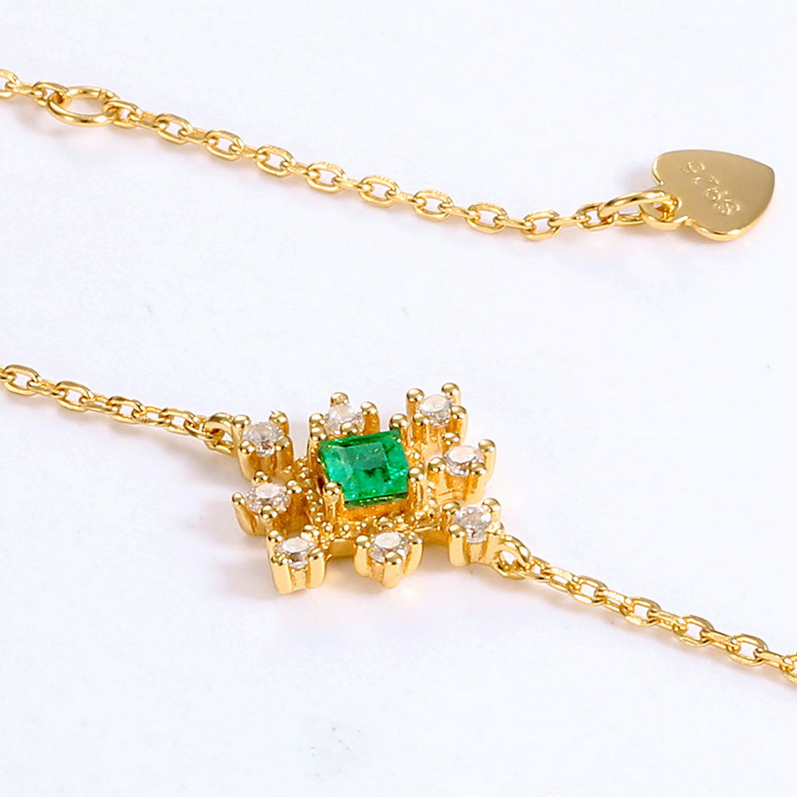 Snowflake Pearl Emerald Bracelet