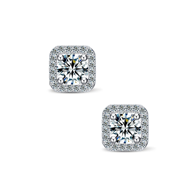 Square Wrap Moissanite Diamond Earrings