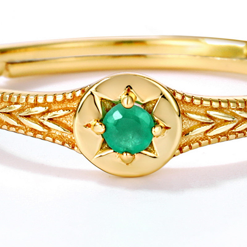 Small Astrolabe Emerald Ring