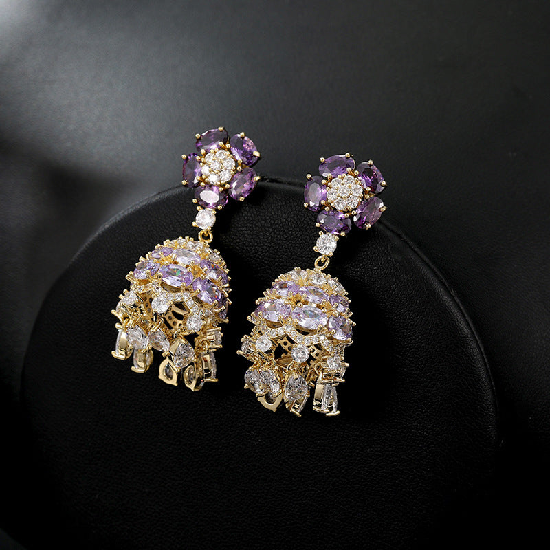 Purple Flower Vintage Wind Chime Earrings