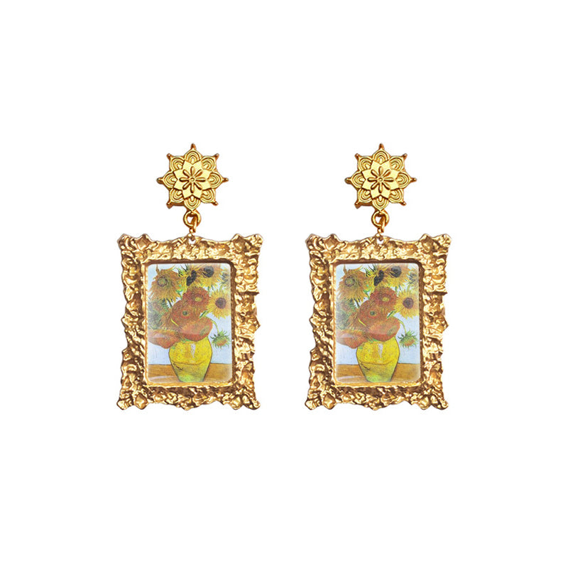 Van Gogh Gold Framed Earrings