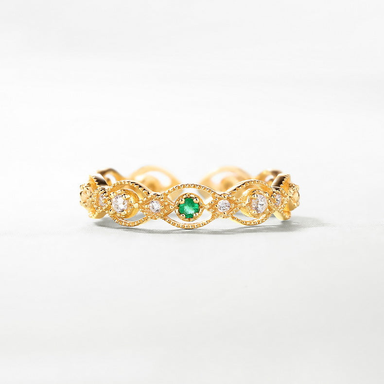 Wave Lace Emerald Ring