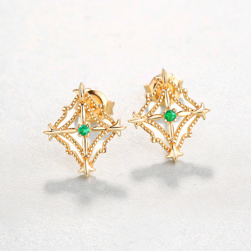Baroque Rhombus Emerald Earrings
