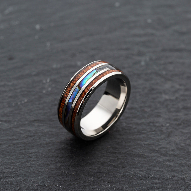 Hawaiian Acacia Wood Shell Men's Ring