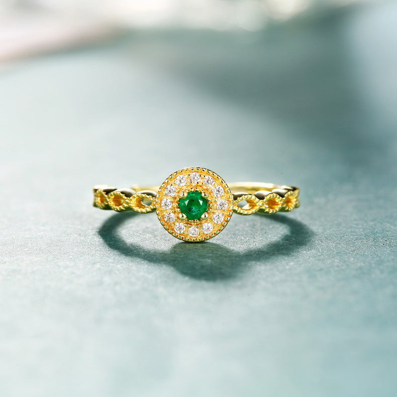 Round Wrapped Emerald Ring