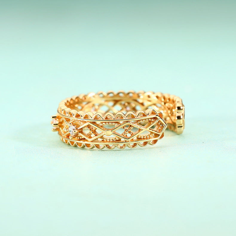 Gold Lace Emerald Ring
