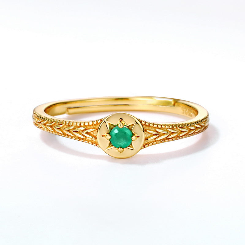 Small Astrolabe Emerald Ring