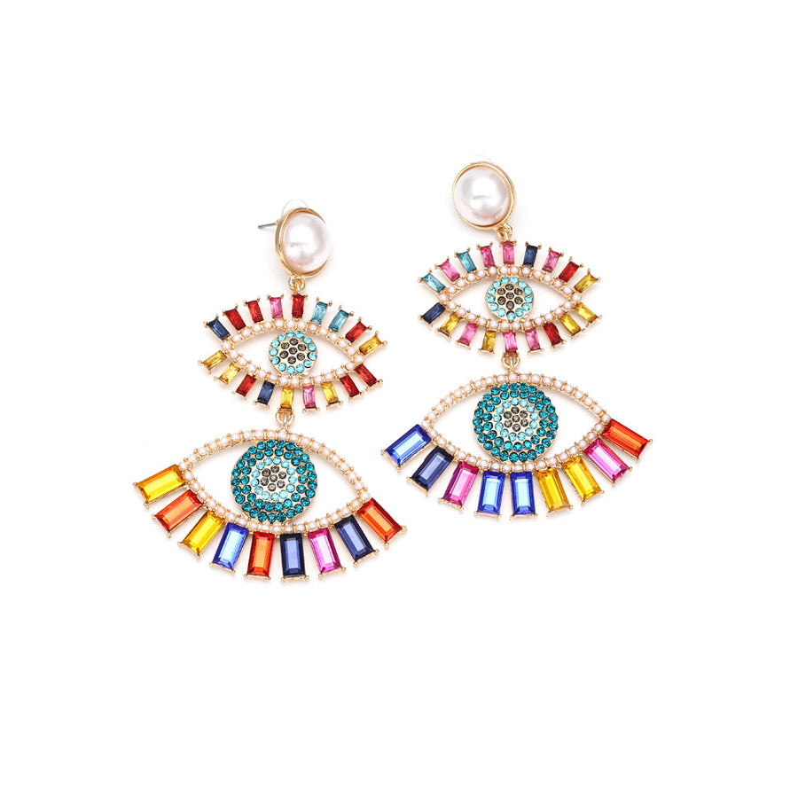 Double Layer Colored Evil Eye Earrings