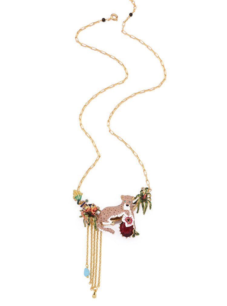 Leopard Tassel Enamel Necklace