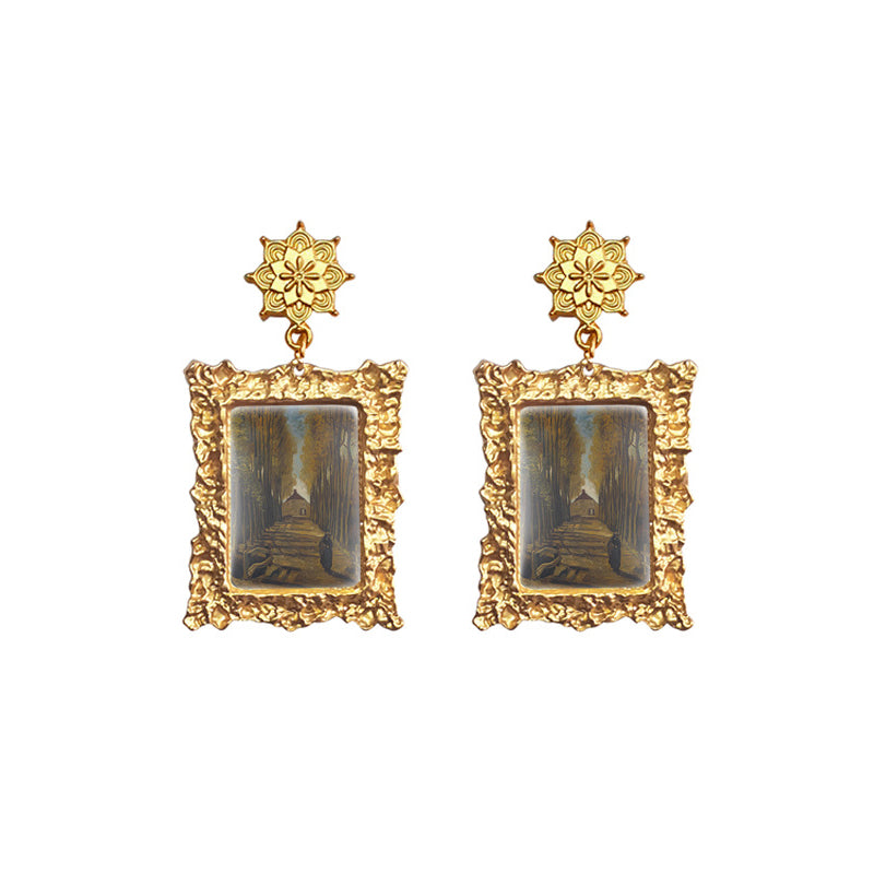 Van Gogh Gold Framed Earrings