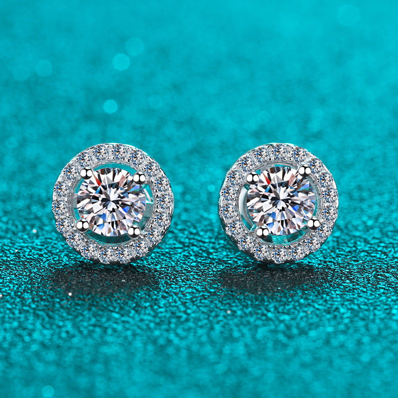 Round Wrap Moissanite Diamond Earrings