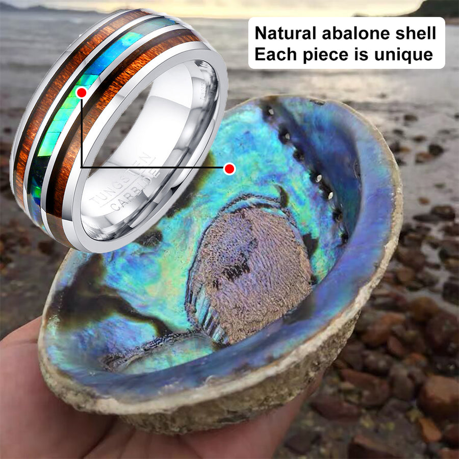 Hawaiian Acacia Wood Shell Men's Ring