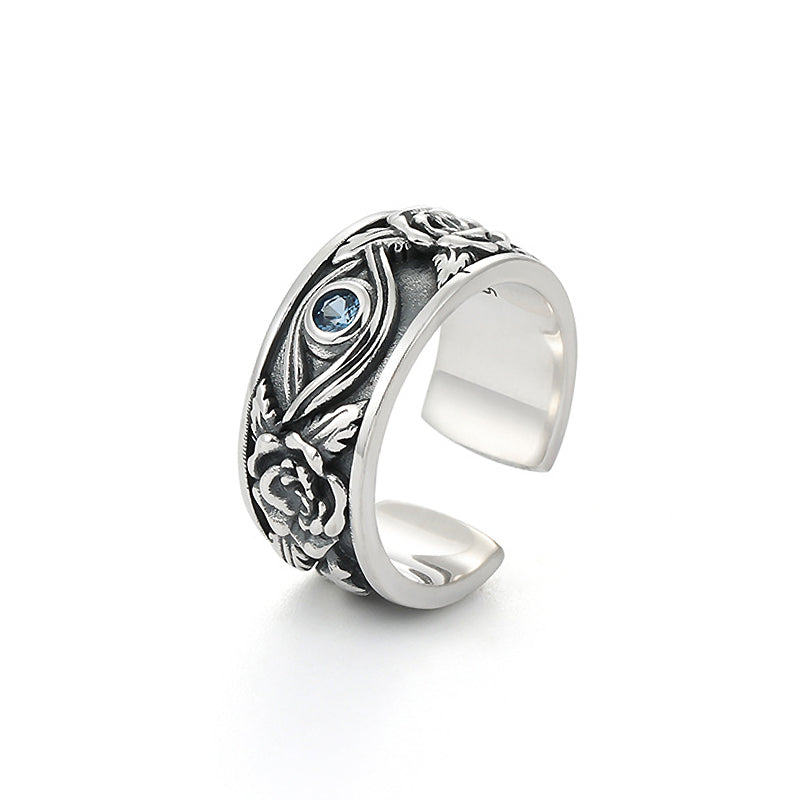 Evil Eye Vintage Dark Silver Men's Ring