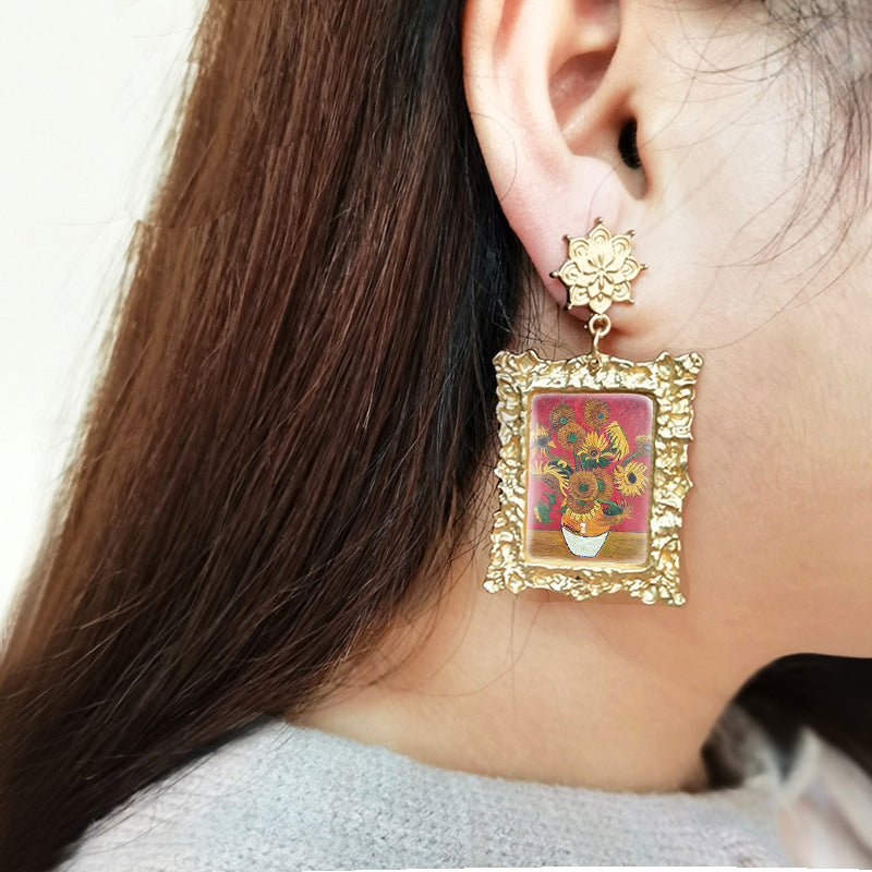 Van Gogh Gold Framed Earrings