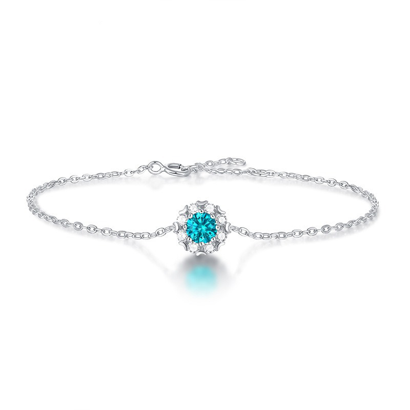 Glacier Blue Ring Bracelet Moissanite Set