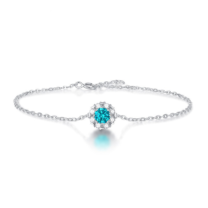 Glacier Blue Necklace Bracelet Moissanite Set
