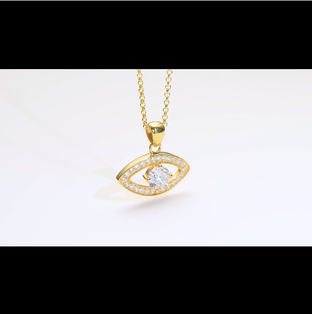 Gold Evil Eye Moissanite Necklace