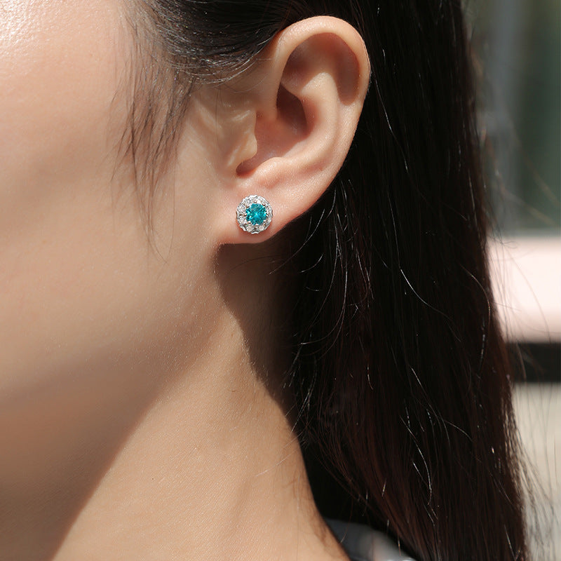 Glacier Blue Moissanite Earrings
