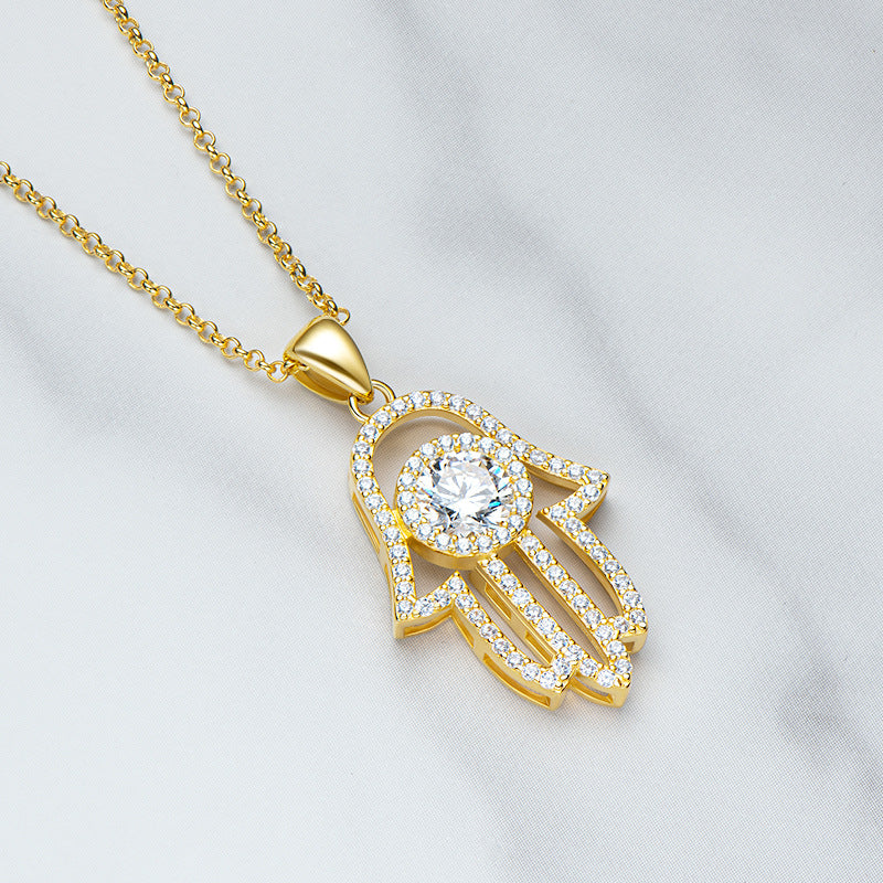 Golden Farmati's Hand Moissanite Necklace