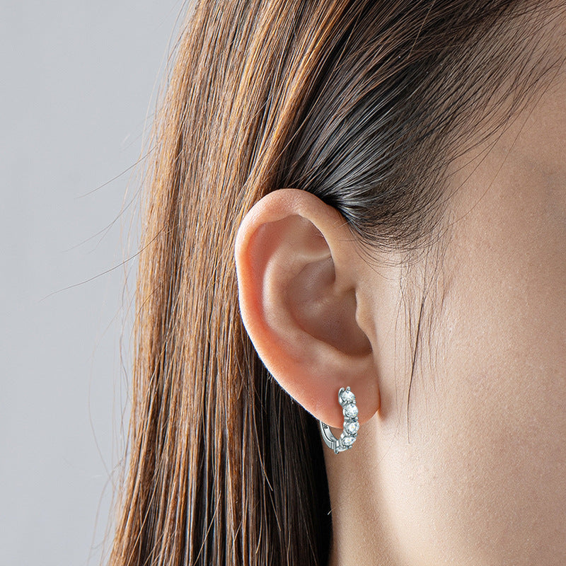 5 Diamond Single Row Moissanite Earrings
