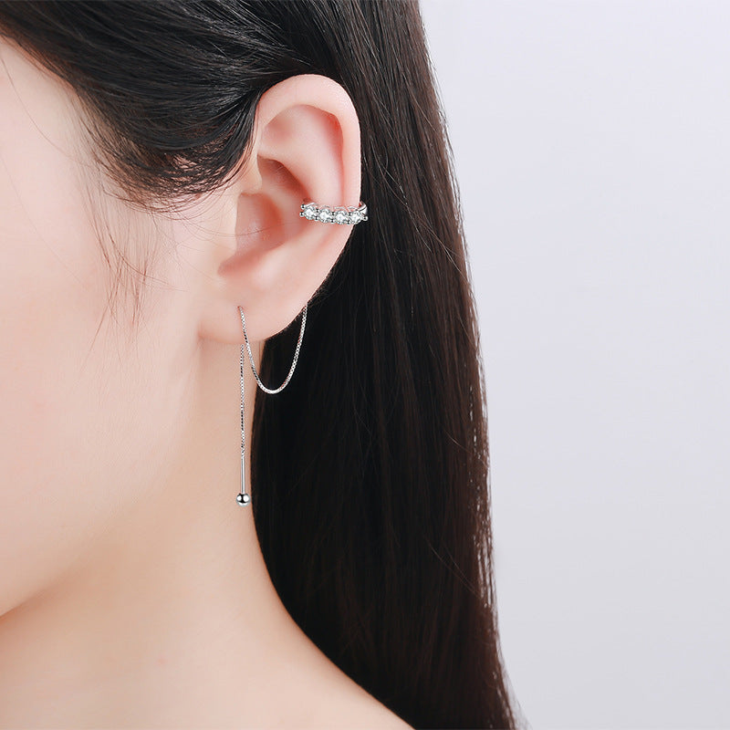 Crown Tassel Ear Wire Moissanite Earrings