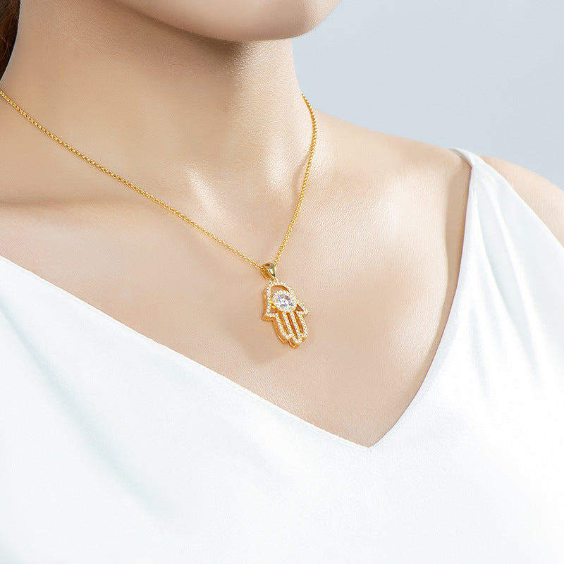 Golden Farmati's Hand Moissanite Necklace