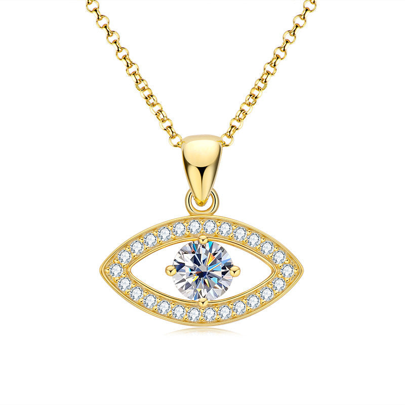 Gold Evil Eye Moissanite Necklace