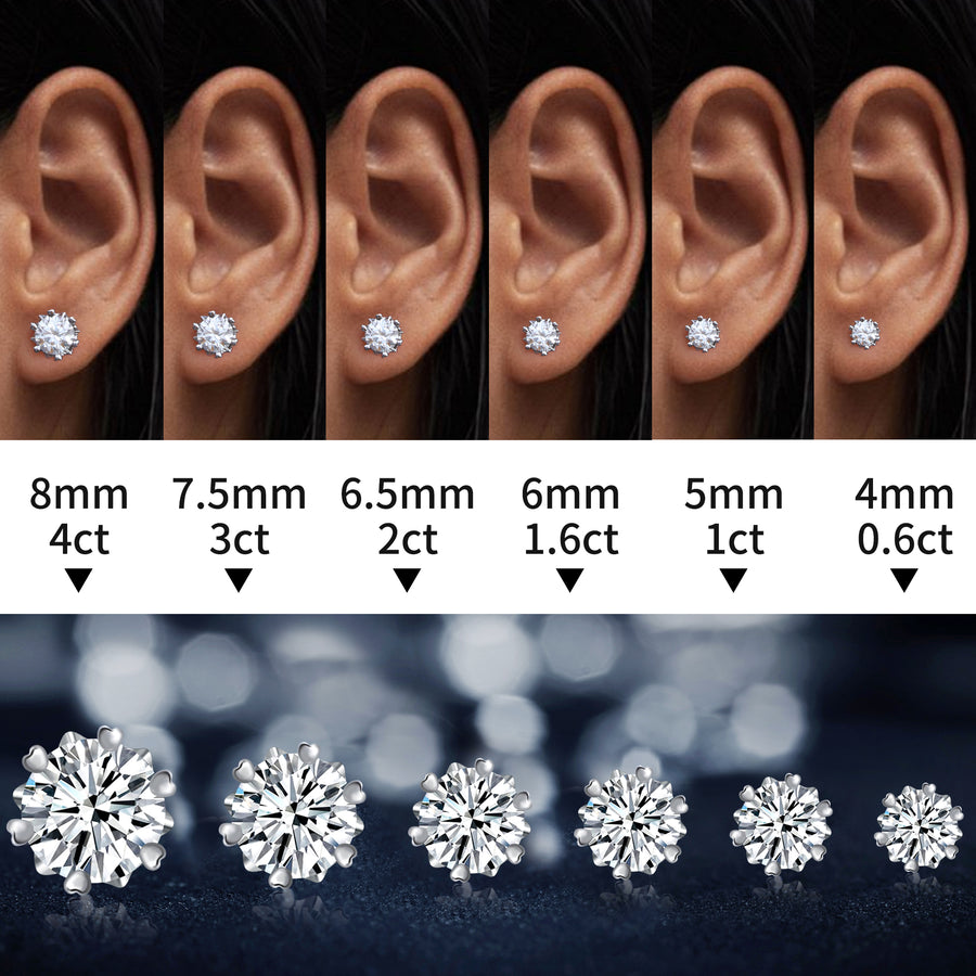 Six Heart Prongs Moissanite Earrings